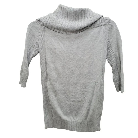 Express Women's Light Gray Large Fold Over Tunnel Neck 3/4 Sleeve Sweater XS - Picture 7 of 7
